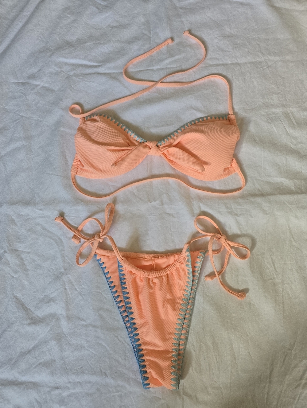 Peach Tie-String Bikini Set
